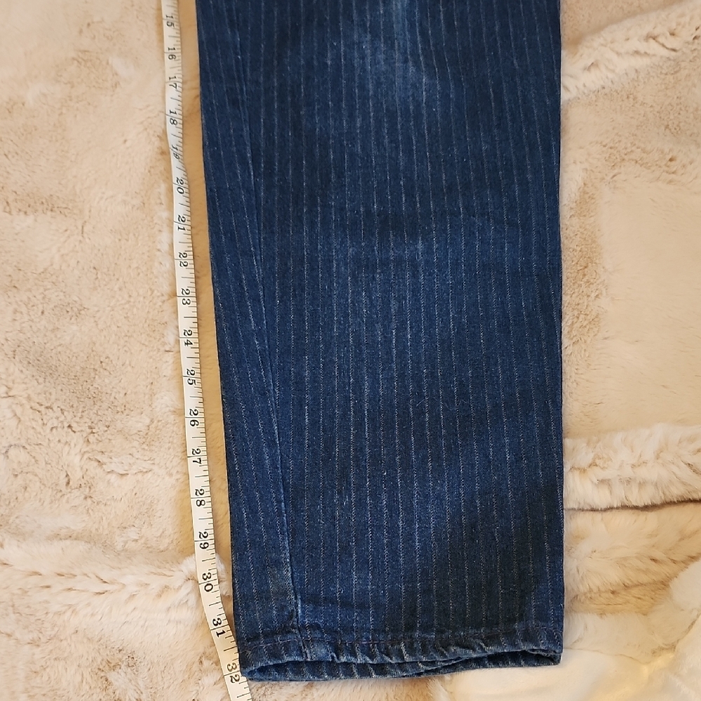 VINTAGE Lee Women's High Rise Blue Striped Jeans - Picture 4 of 10